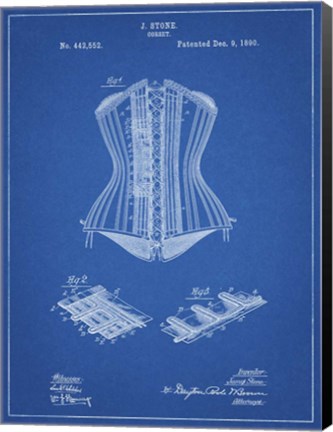 Framed Blueprint Corset Patent Print