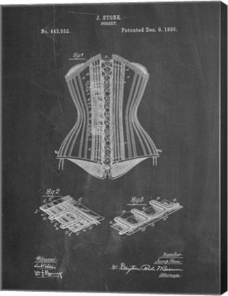 Framed Chalkboard Corset Patent Print