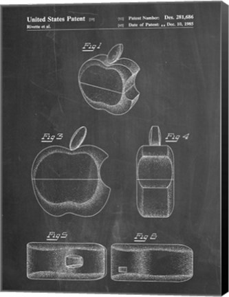 Framed Chalkboard Apple Logo Flip Phone Patent Print