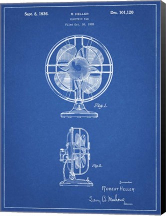Framed Blueprint Table Fan Patent Print