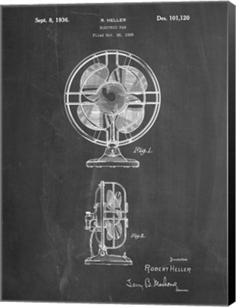 Framed Chalkboard Table Fan Patent Print