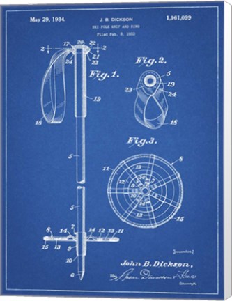 Framed Blueprint Vintage Ski Pole Patent Print