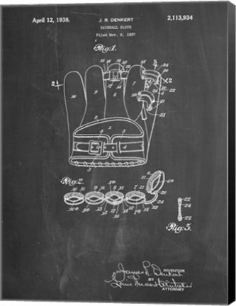 Framed Chalkboard Denkert Baseball Glove Patent Print
