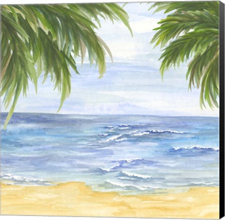 Framed Beach and Palm Fronds II Print