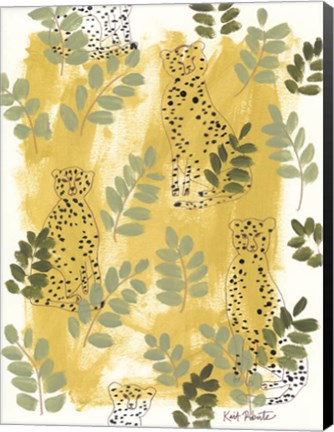 Framed Hello Cheetah - Green Print