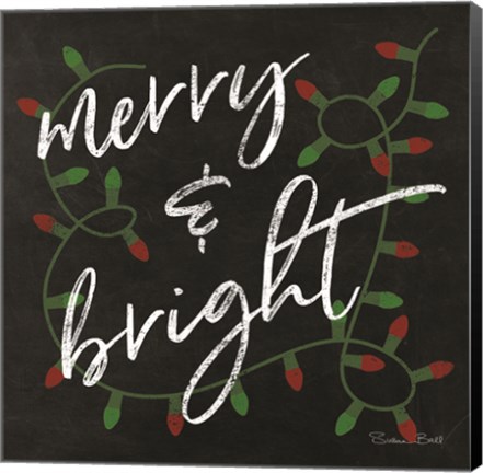 Framed Merry &amp; Bright Chalkboard Print