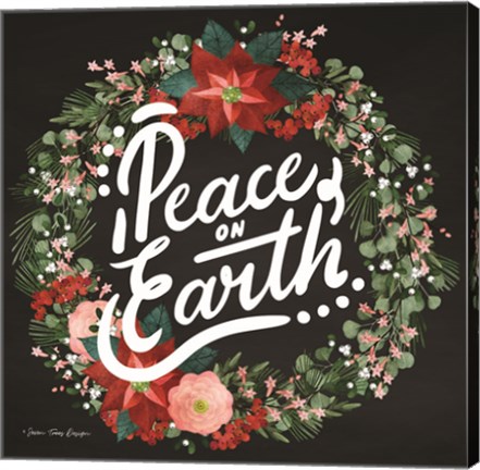 Framed Peace on Earth Wreath Print