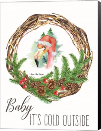 Framed Baby It&#39;s Cold Outside Wreath Print