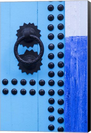 Framed Detail of Blue Door, Chefchaouen, Morocco Print