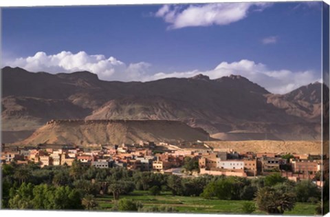 Framed Oasis City of Tinerhir beneath foothills of the Atlas Mountains, Morocco Print