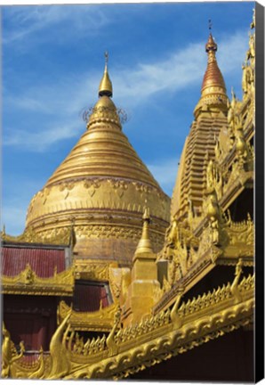 Framed Shwezigon Pagoda, Bagan, Mandalay Region, Myanmar Print