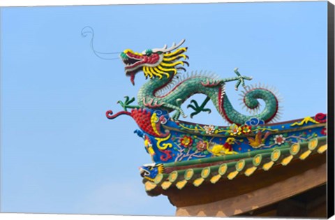 Framed Dragon Sculpture, South Putuo Temple, Xiamen, Fujian Province, China Print