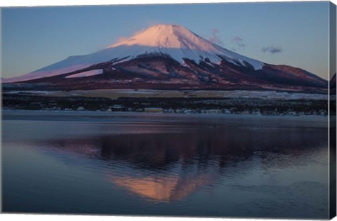 Framed Mt Fuji and Lake at sunrise, Honshu Island, Japan Print