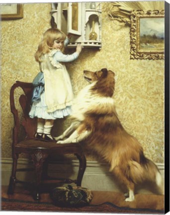 Framed Little Girl and Her Sheltie Print