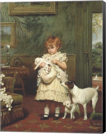 Framed Girl with Dogs Print