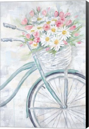 Framed Bike with Flower Basket Print