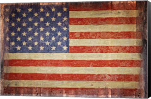 Framed Vintage Flag on Barnwood Print