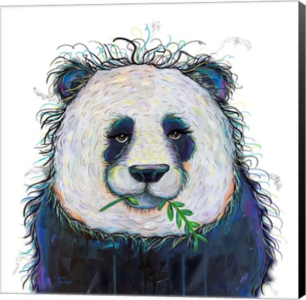 Framed Panda with Leaf Print