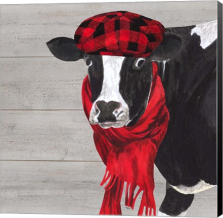 Framed Intellectual Animals III Cow and Scarf Print