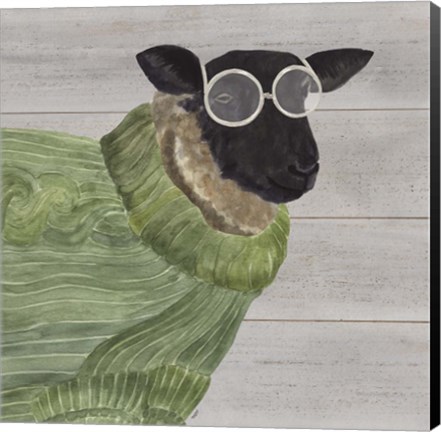 Framed Intellectual Animals IV Sheep and Sweater Print