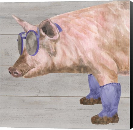 Framed Intellectual Animals V Pig in Boots Print