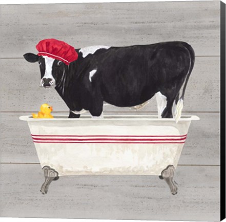 Framed Bath time for Cows Tub Print