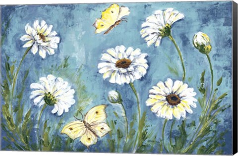 Framed Daisies and Butterfly Meadow Print