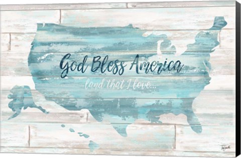 Framed God Bless America USA Map Print