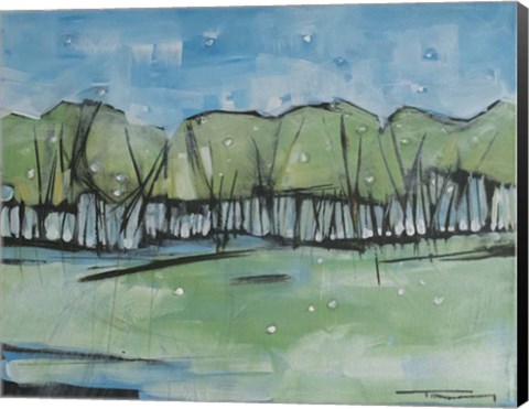 Framed Spring Snow Treeline Print