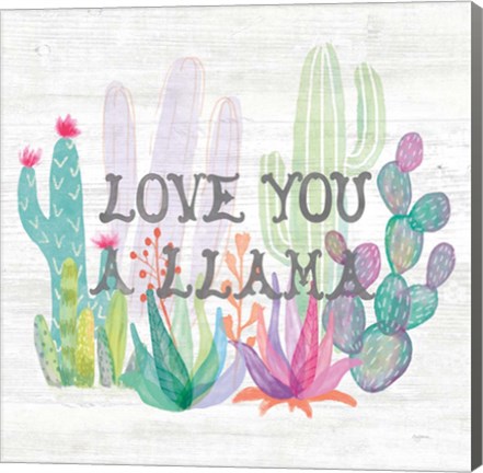 Framed Lovely Llamas Cactus Love Print