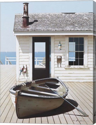 Framed Boat on the Dock Print