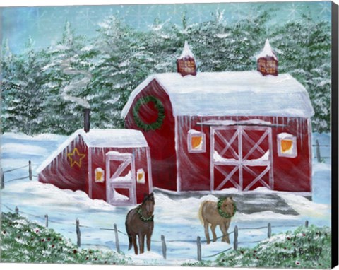 Framed Winter Horses by Red Barn Print