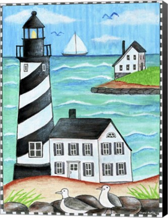 Framed Lighthouse Beach Print