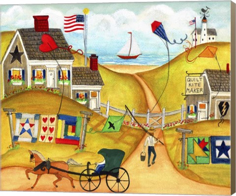 Framed Oceanside Kite Quilt Maker Print