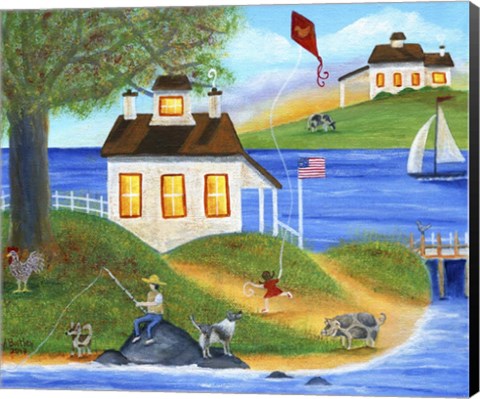 Framed Summertime Fishing Print