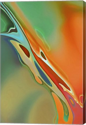 Framed Organic Abstract Orange And Olive Green Print