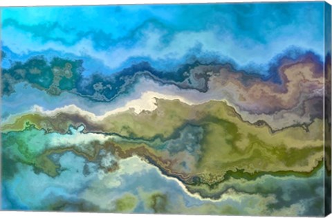 Framed Wavescape Blue And Green Print