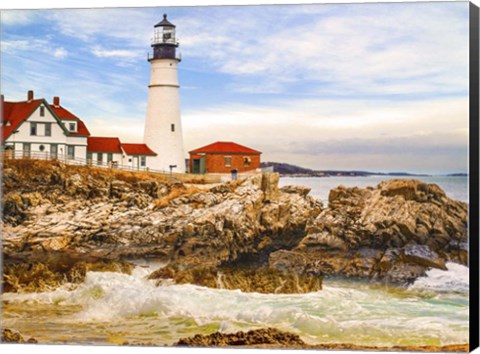 Framed Rocky Lighthouse Print