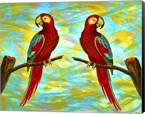 Framed Red Parrots Print