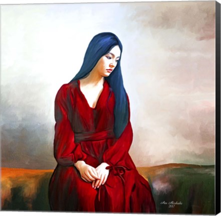 Framed Lady In Red 4 Print