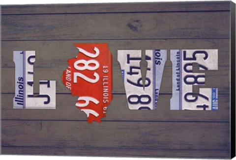 Framed IL State Love Print