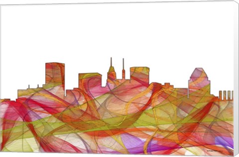 Framed Baltimore Maryland Skyline. - Summer Swirl Print