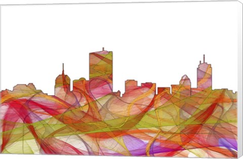 Framed Boston Mas .Skyline -Summer Swirl Print