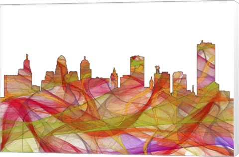 Framed Buffalo New York SkylineSummer Swirl Print