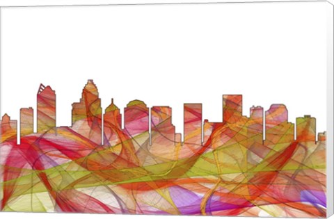 Framed Charlotte NC Skyline - Summer Swirl Print