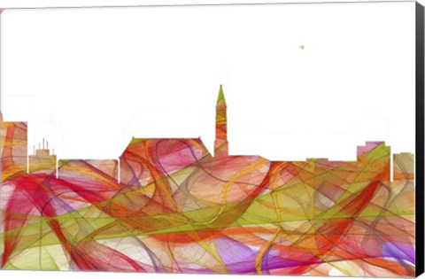 Framed Cheyenne Wyoming Skyline   - Summer Swirl Print