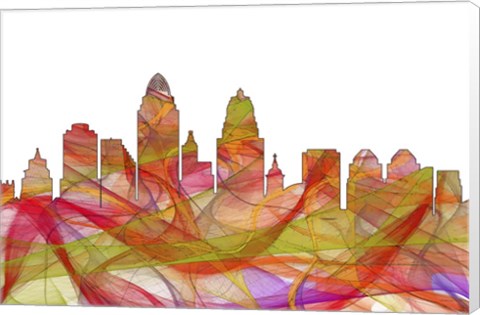 Framed Cincinnati Ohio Skyline - Summer Swirl Print