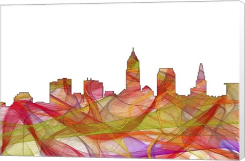 Framed Cleveland Ohio Skyline - Summer Swirl Print