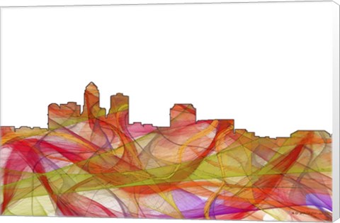 Framed des Moines Iowa Skyline - Summer Swirl Print