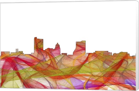 Framed Fort Wayne Indiana Skyline - Summer Swirl Print